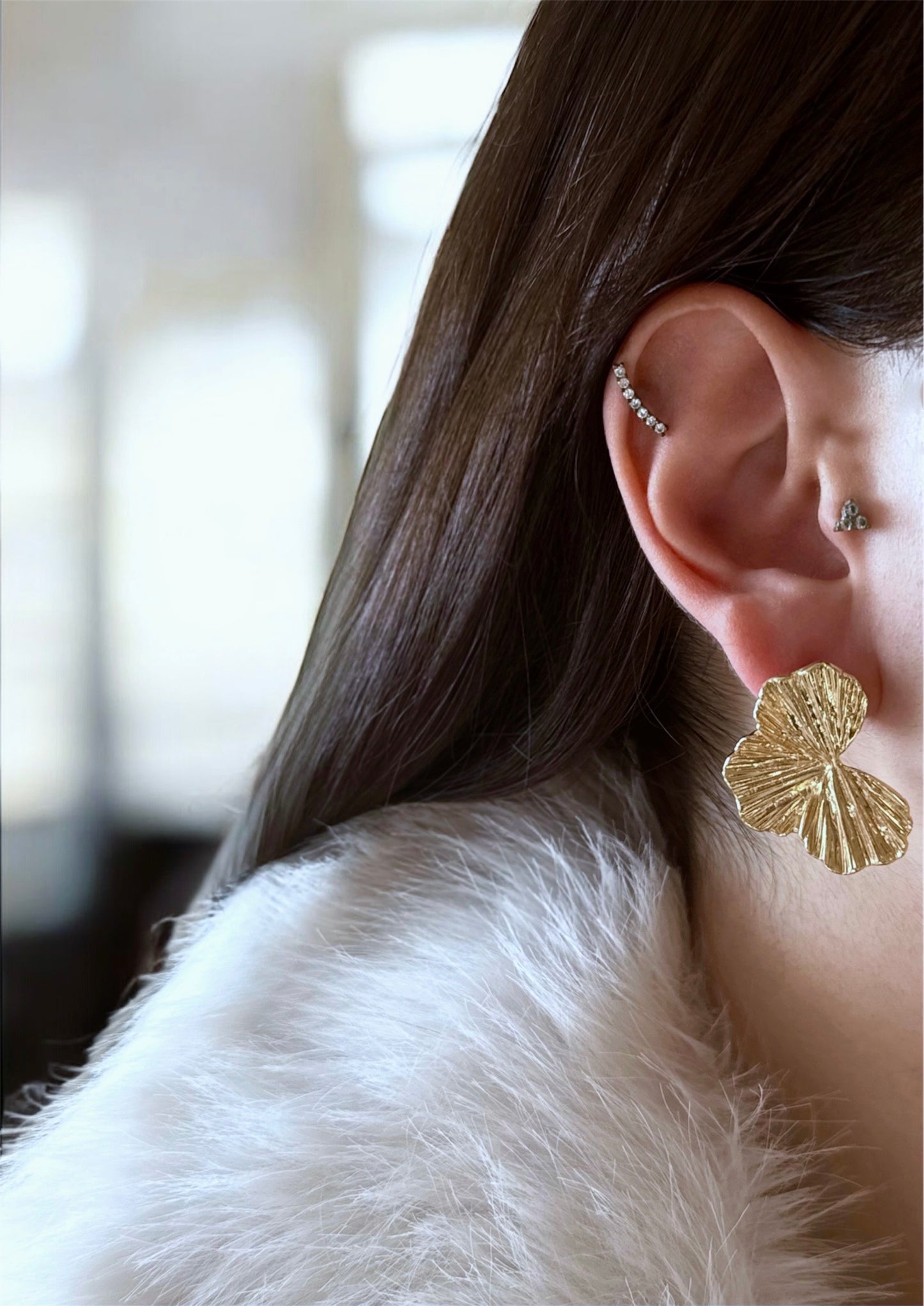 Tasarım Gold Yaprak Küpe