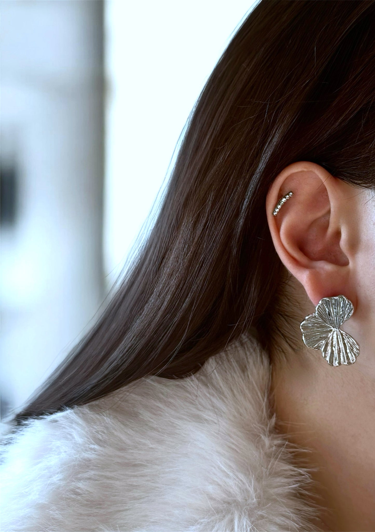 Tasarım Silver Yaprak Küpe