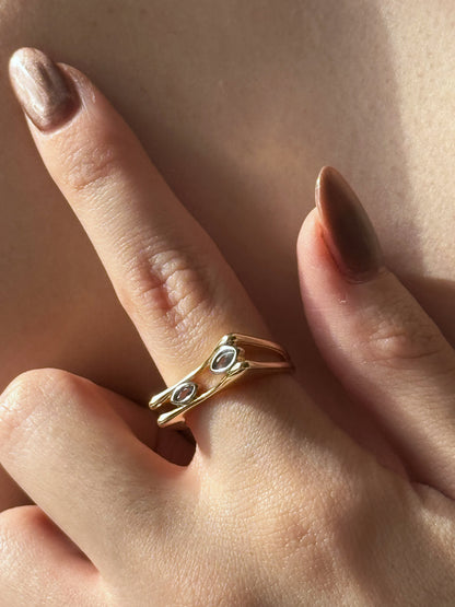 Özel Seri Ayarlanabilir Özel Seri Badem Düet Yüzük