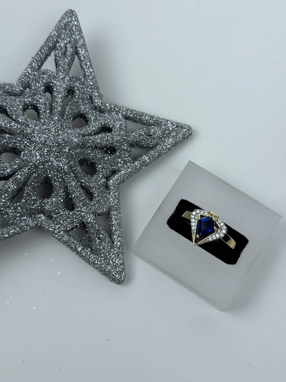 Özel Seri Ayarlanabilir Mavi Taşlı Üçgen Yüzük