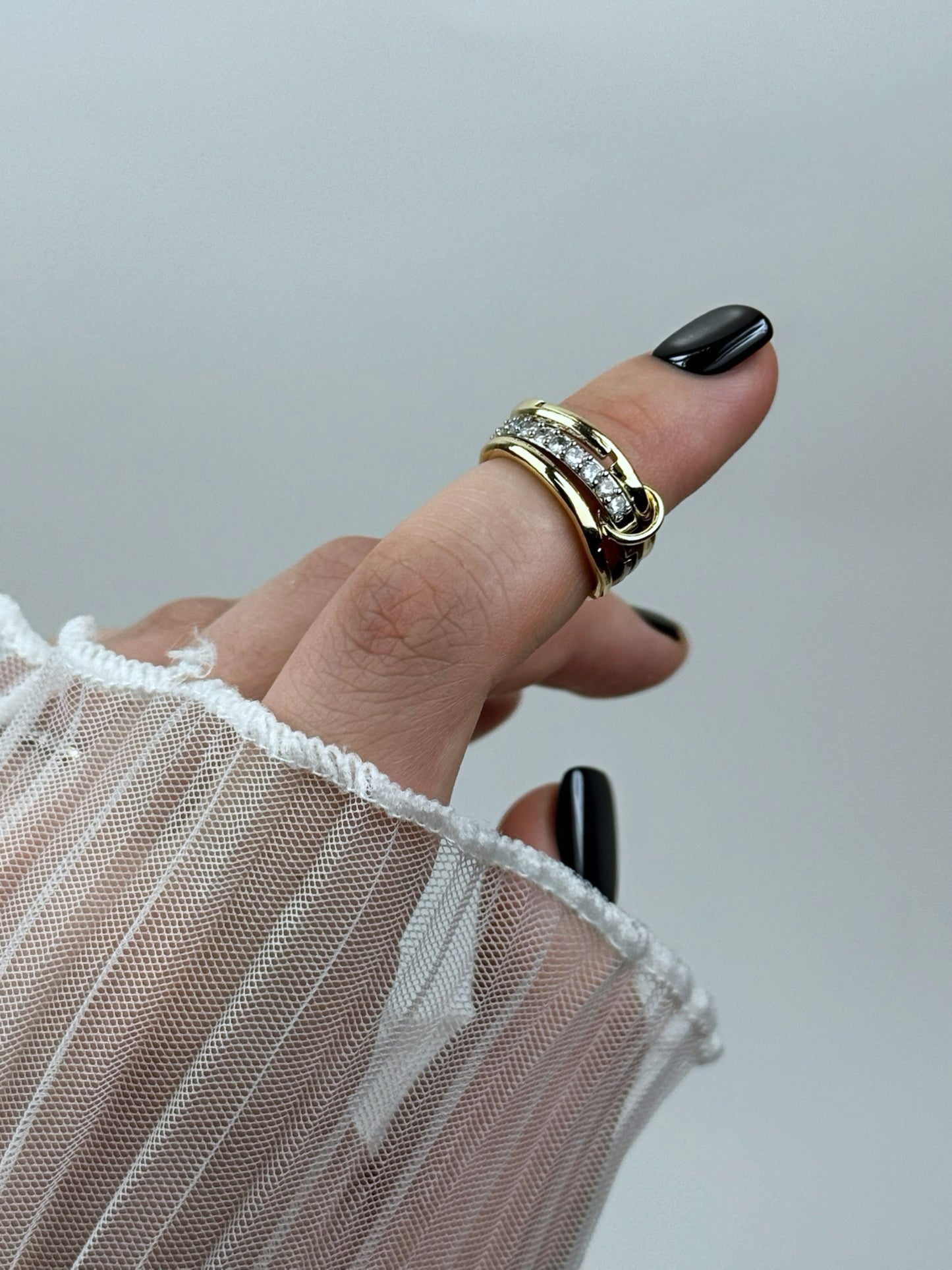 Özel Seri Ayarlanabilir Üç Sıra Taşlı Yüzük