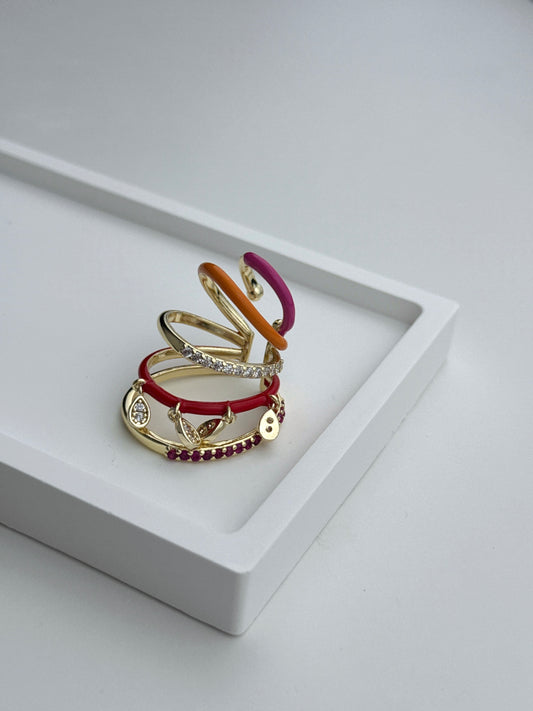 Çelik Sallantılı Renkli Kıkırdak Küpe (Sıkıştırmalı)