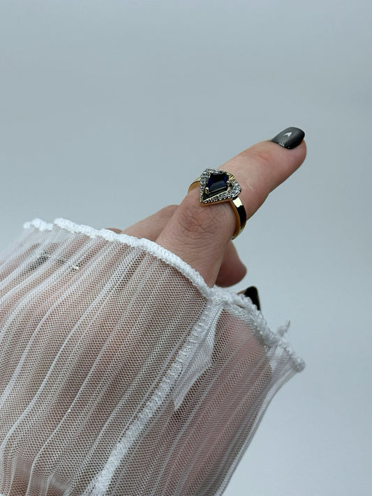 Özel Seri Ayarlanabilir Mavi Taşlı Üçgen Yüzük