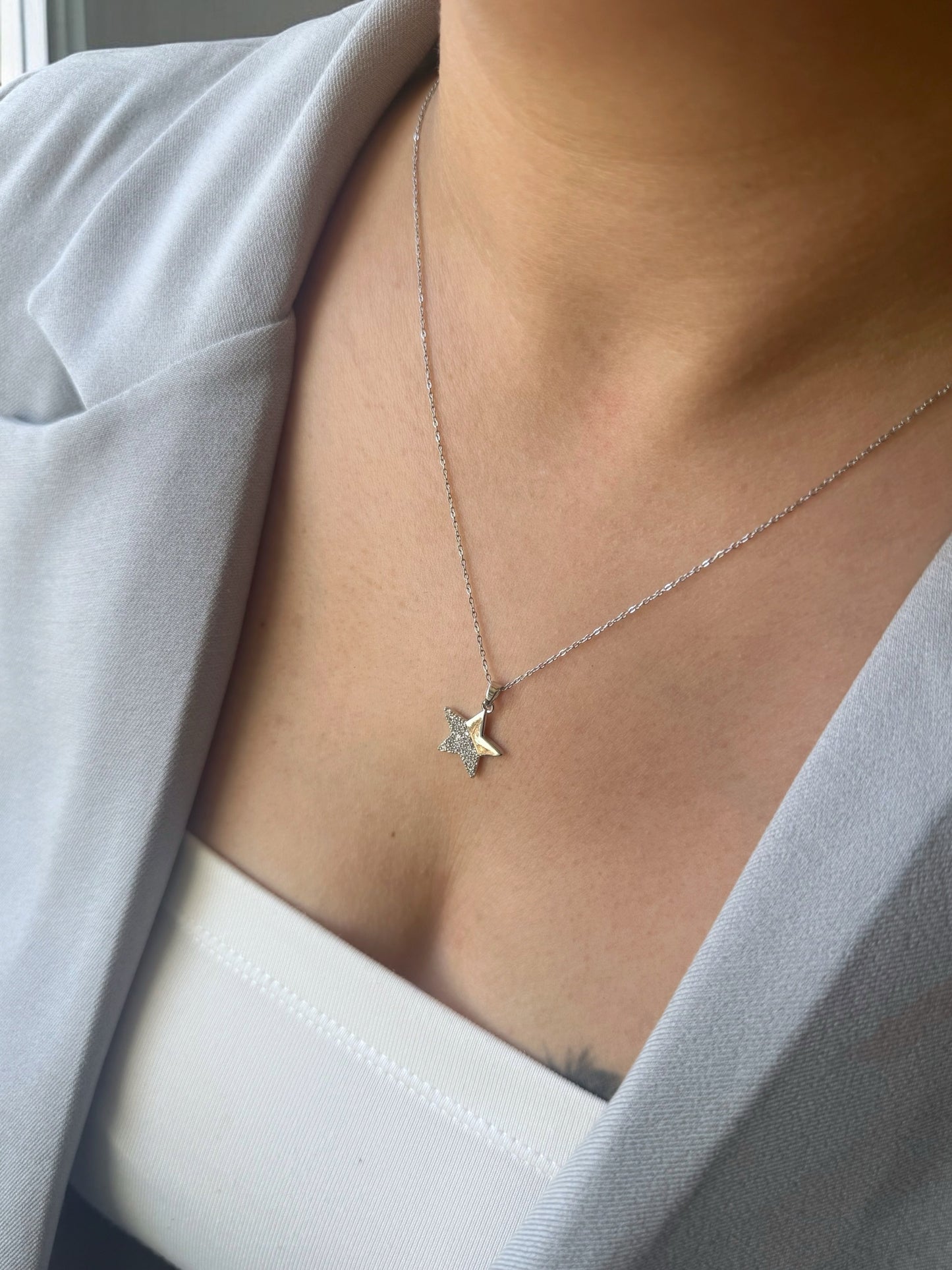 Özel Seri Taşlı Minimal Yıldız Kolye