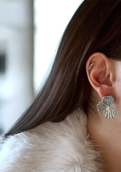 Tasarım Silver Yaprak Küpe