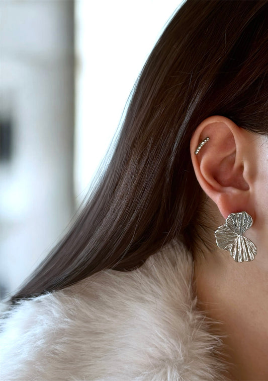 Tasarım Silver Yaprak Küpe